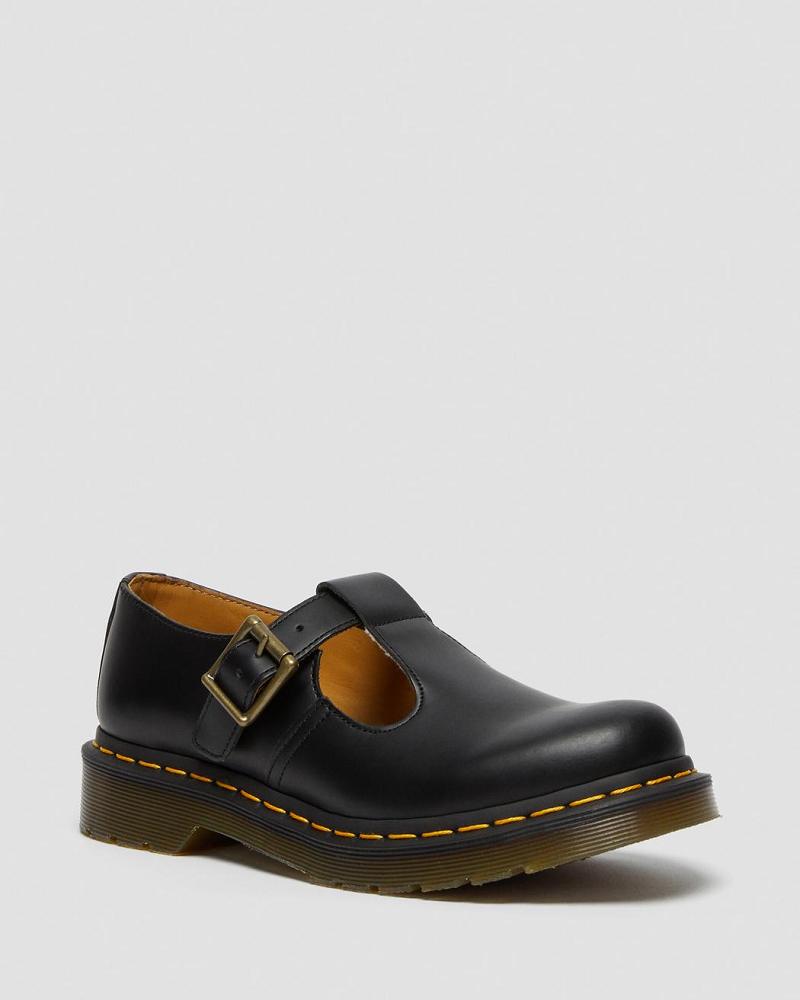 Women\'s Dr Martens Polley Smooth Leather Mary Janes Mary Jane Shoes Black | AU 337FDN